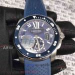 TF Factory Calibre de Cartier Diver WSCA0010 Blue Rubber Strap 42mm Copy 1904-PS MC Automatic Watch 